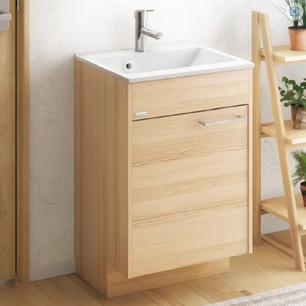 【アサヒ衛陶】デザイン化粧台 EARLアール [W500・1枚扉・ナチュラルベージュ（N1）] LKEA500TFNJN1