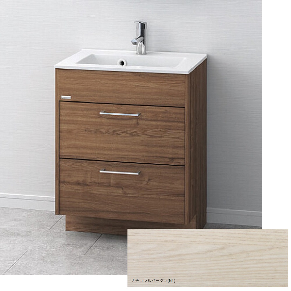 【アサヒ衛陶】デザイン化粧台 EARLアール [W600・二段引出し・ナチュラルベージュ（N1）] LKEA600AFNJN1